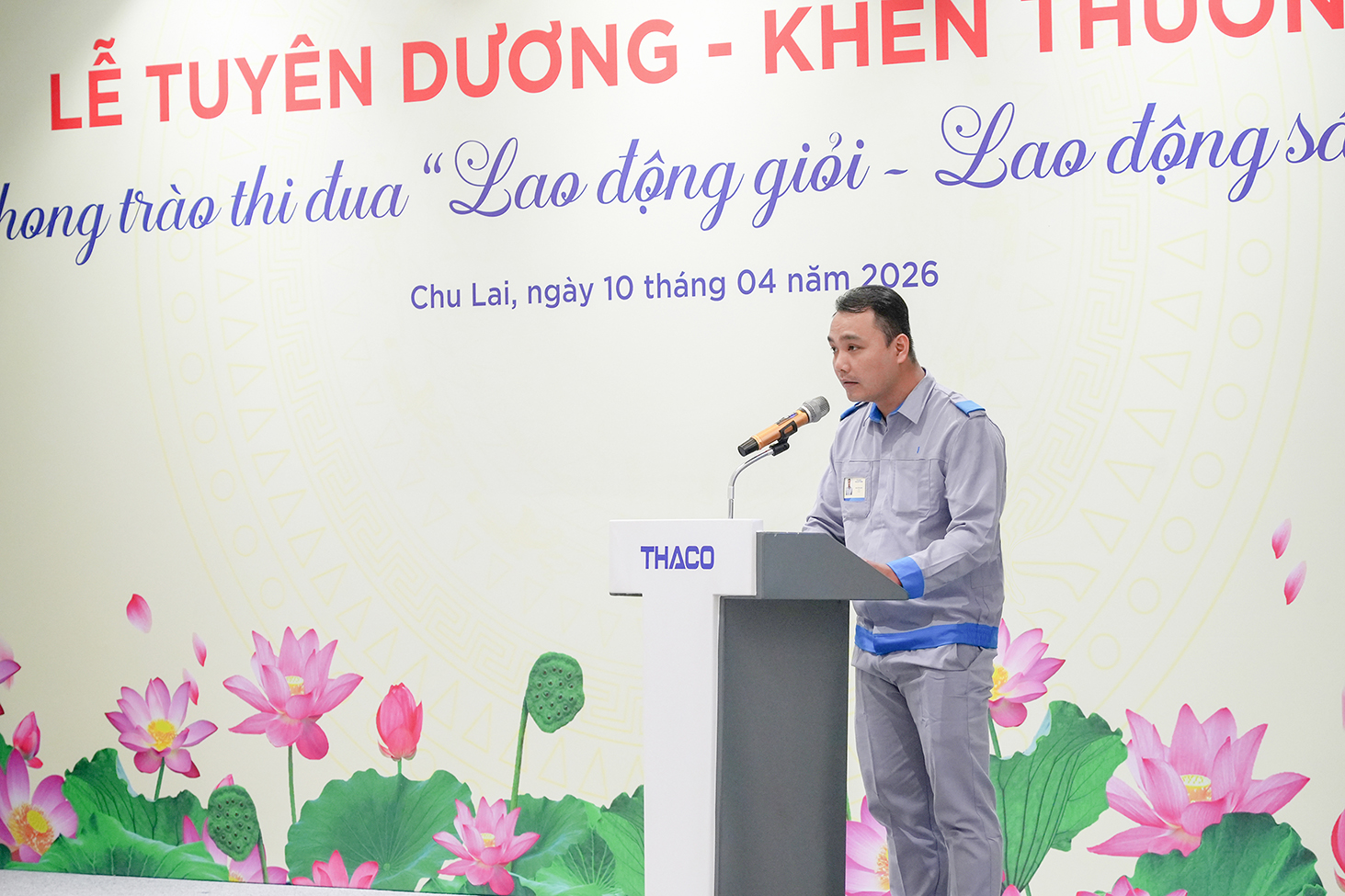Anh Nguyễn Linh – Công ty Nội thất ô tô đại diện CBNV được tuyên dương phát biểu tại chương trình
